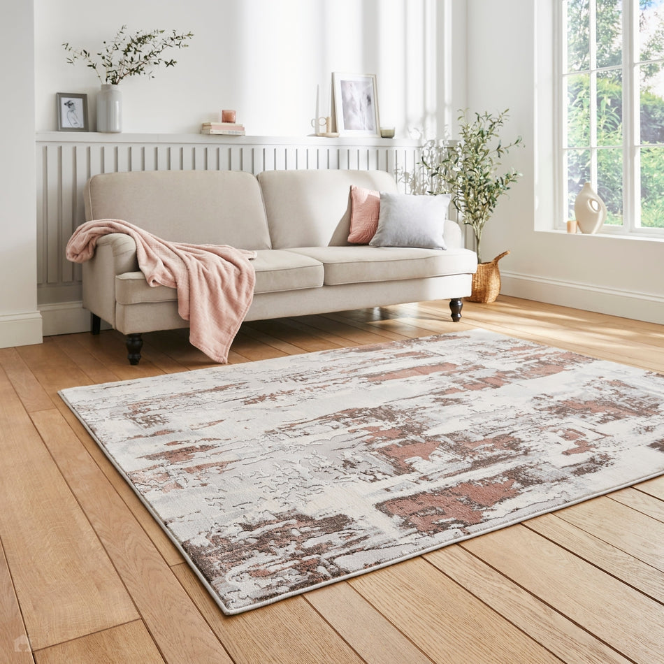 Apollo GR579 Grey/Rose Rug 160 x 220 cm Lowest Price £129.00 | Rug Love