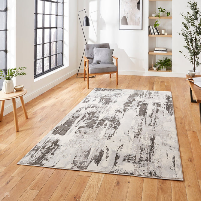 Apollo GR579 Modern Abstract Distressed Metallic Shimmer High-Density Textured Low Profile Short-Pile Grey/Silver/Ivory Rug-Think Rugs-Rug Love - The Most Loved Rug Store
