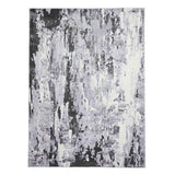 Apollo GR580 Modern Abstract Distressed Metallic Shimmer High-Density Textured Flat Pile Grey/Cream Rug