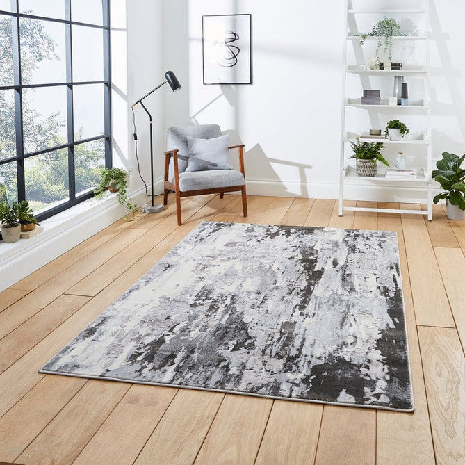 Apollo GR580 Modern Abstract Distressed Metallic Shimmer High-Density Textured Low Profile Short-Pile Grey/Cream Rug-Think Rugs-Rug Love - The Most Loved Rug Store