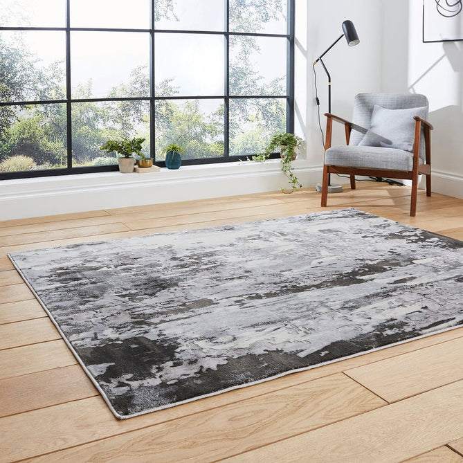 Apollo GR580 Modern Abstract Distressed Metallic Shimmer High-Density Textured Low Profile Short-Pile Grey/Cream Rug-Think Rugs-Rug Love - The Most Loved Rug Store