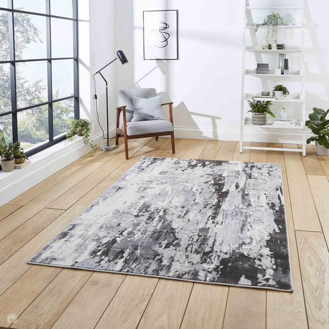 Apollo GR580 Modern Abstract Distressed Metallic Shimmer High-Density Textured Low Profile Short-Pile Grey/Cream Rug-Think Rugs-Rug Love - The Most Loved Rug Store