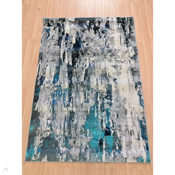 Apollo GR580 Modern Abstract Distressed Metallic Shimmer High-Density Textured Low Profile Short-Pile Grey/Green/Cream Rug-Think Rugs-Rug Love - The Most Loved Rug Store