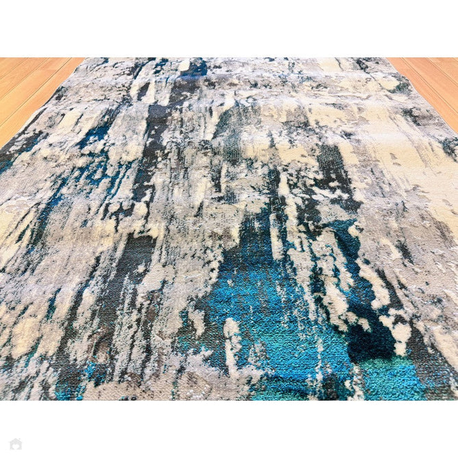 Apollo GR580 Modern Abstract Distressed Metallic Shimmer High-Density Textured Low Profile Short-Pile Grey/Green/Cream Rug-Think Rugs-Rug Love - The Most Loved Rug Store