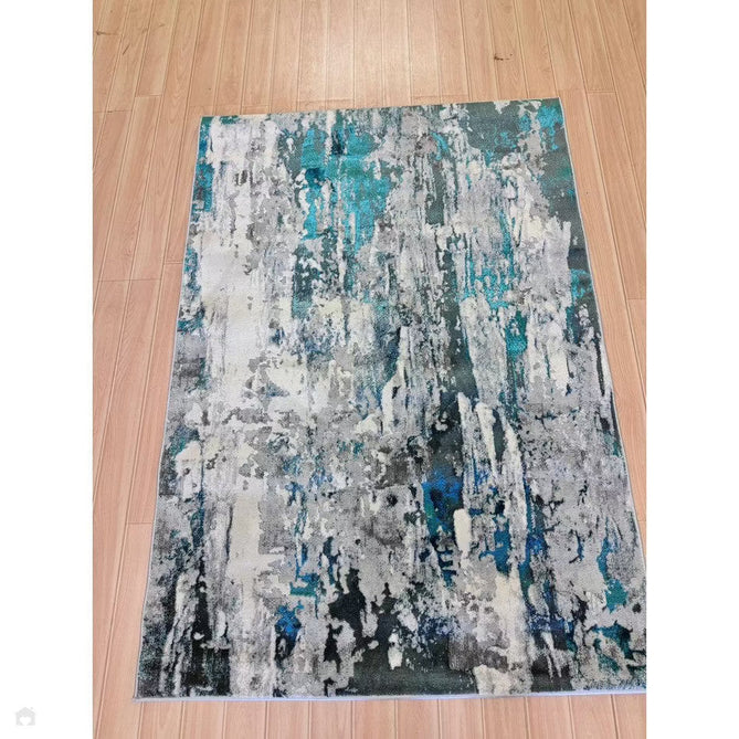 Apollo GR580 Modern Abstract Distressed Metallic Shimmer High-Density Textured Low Profile Short-Pile Grey/Green/Cream Rug-Think Rugs-Rug Love - The Most Loved Rug Store