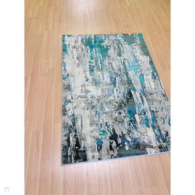 Apollo GR580 Modern Abstract Distressed Metallic Shimmer High-Density Textured Low Profile Short-Pile Grey/Green/Cream Rug-Think Rugs-Rug Love - The Most Loved Rug Store