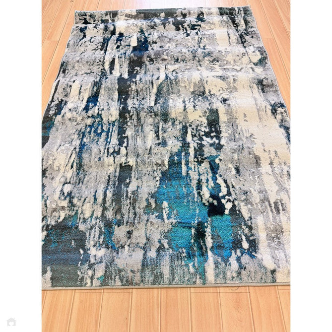 Apollo GR580 Modern Abstract Distressed Metallic Shimmer High-Density Textured Low Profile Short-Pile Grey/Green/Cream Rug-Think Rugs-Rug Love - The Most Loved Rug Store
