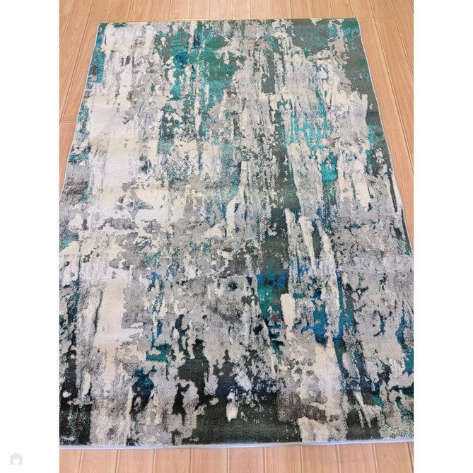Apollo GR580 Modern Abstract Distressed Metallic Shimmer High-Density Textured Low Profile Short-Pile Grey/Green/Cream Rug-Think Rugs-Rug Love - The Most Loved Rug Store