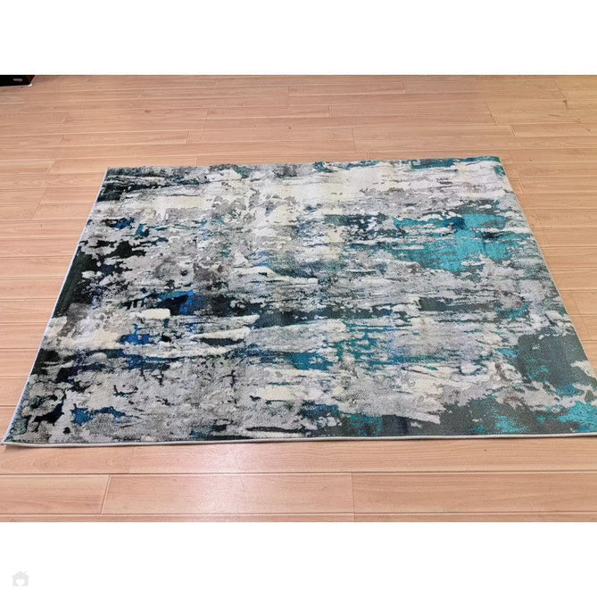 Apollo GR580 Modern Abstract Distressed Metallic Shimmer High-Density Textured Low Profile Short-Pile Grey/Green/Cream Rug-Think Rugs-Rug Love - The Most Loved Rug Store