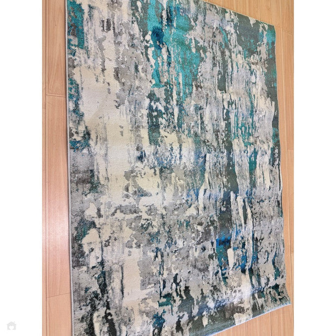 Apollo GR580 Modern Abstract Distressed Metallic Shimmer High-Density Textured Low Profile Short-Pile Grey/Green/Cream Rug-Think Rugs-Rug Love - The Most Loved Rug Store