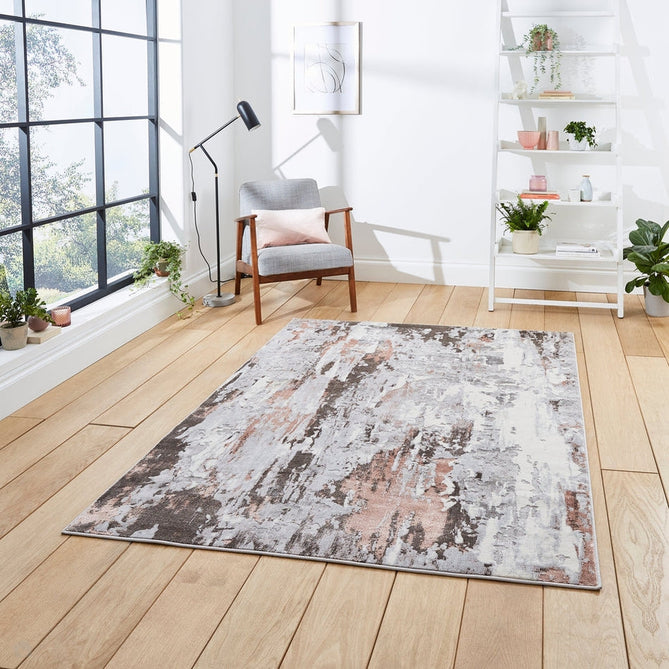 Apollo GR580 Modern Abstract Distressed Metallic Shimmer High-Density Textured Low Profile Short-Pile Grey/Rose/Cream Rug-Think Rugs-Rug Love - The Most Loved Rug Store
