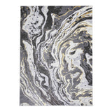 Apollo GR584 Modern Abstract Distressed Marble Metallic Shimmer High-Density Textured Flat Pile Grey/Gold/Cream Rug