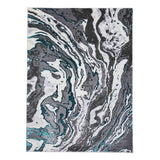 Apollo GR584 Modern Abstract Distressed Marble Metallic Shimmer High-Density Textured Flat Pile Grey/Green/Cream Rug