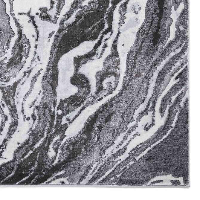 Apollo GR584 Modern Abstract Distressed Marble Metallic Shimmer High-Density Textured Low Profile Short-Pile Grey/Cream Rug-Think Rugs-Rug Love - The Most Loved Rug Store