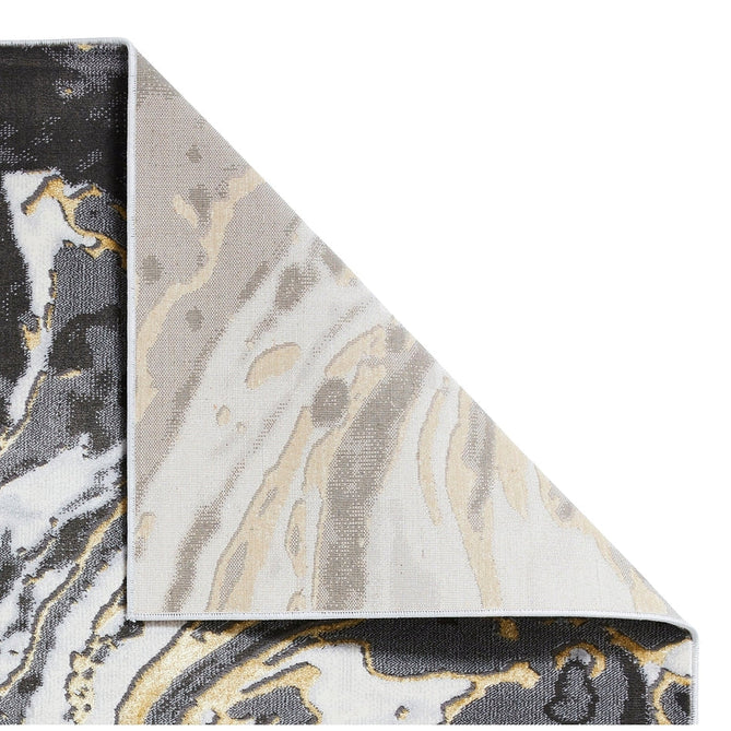 Apollo GR584 Modern Abstract Distressed Marble Metallic Shimmer High-Density Textured Low Profile Short-Pile Grey/Gold/Cream Rug-Think Rugs-Rug Love - The Most Loved Rug Store