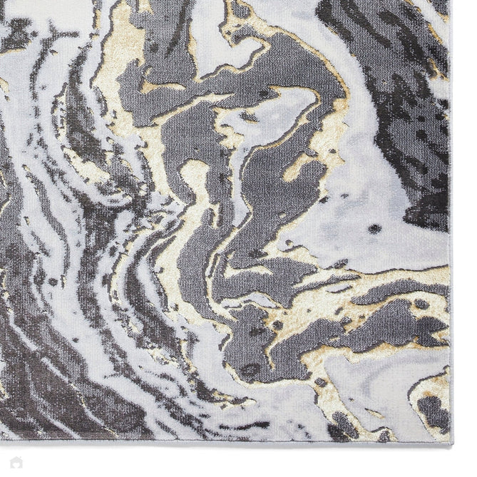 Apollo GR584 Modern Abstract Distressed Marble Metallic Shimmer High-Density Textured Low Profile Short-Pile Grey/Gold/Cream Rug-Think Rugs-Rug Love - The Most Loved Rug Store