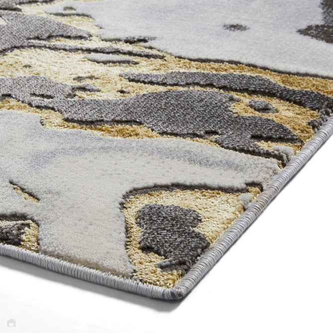Apollo GR584 Modern Abstract Distressed Marble Metallic Shimmer High-Density Textured Low Profile Short-Pile Grey/Gold/Cream Rug-Think Rugs-Rug Love - The Most Loved Rug Store
