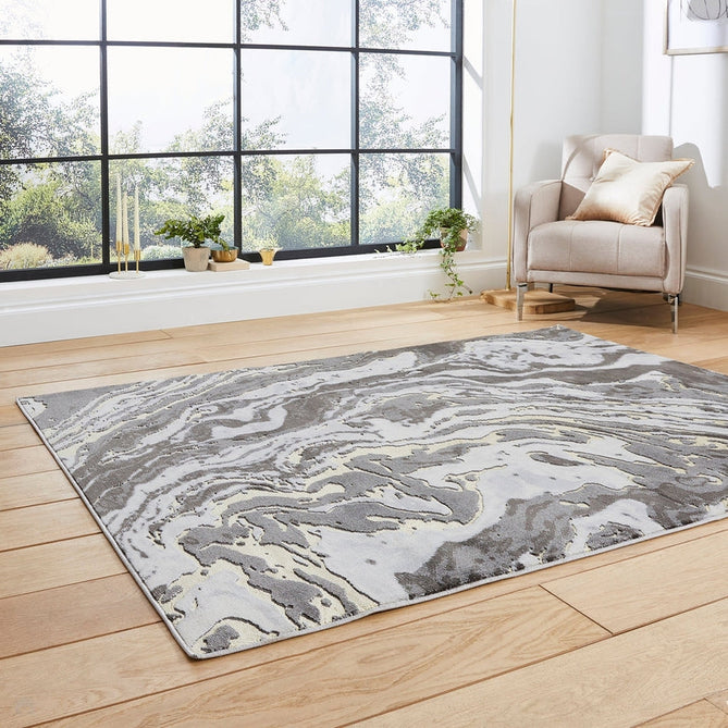 Apollo GR584 Modern Abstract Distressed Marble Metallic Shimmer High-Density Textured Low Profile Short-Pile Grey/Gold/Cream Rug-Think Rugs-Rug Love - The Most Loved Rug Store