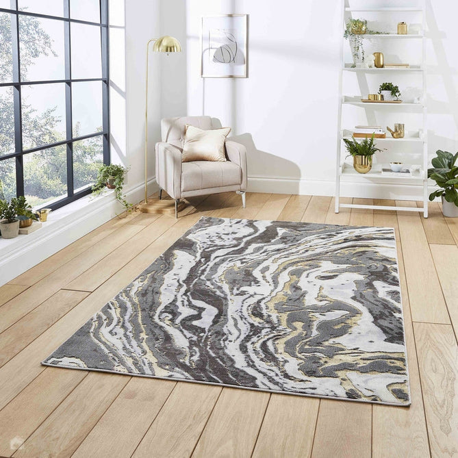 Apollo GR584 Modern Abstract Distressed Marble Metallic Shimmer High-Density Textured Low Profile Short-Pile Grey/Gold/Cream Rug-Think Rugs-Rug Love - The Most Loved Rug Store