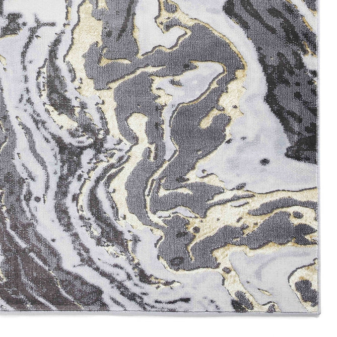 Apollo GR584 Modern Abstract Distressed Marble Metallic Shimmer High-Density Textured Low Profile Short-Pile Grey/Gold/Cream Rug-Think Rugs-Rug Love - The Most Loved Rug Store