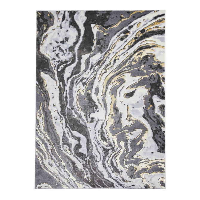 Apollo GR584 Modern Abstract Distressed Marble Metallic Shimmer High-Density Textured Low Profile Short-Pile Grey/Gold/Cream Rug-Think Rugs-Rug Love - The Most Loved Rug Store