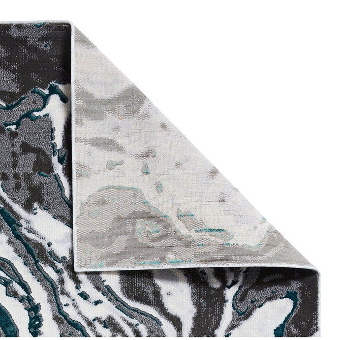 Apollo GR584 Modern Abstract Distressed Marble Metallic Shimmer High-Density Textured Low Profile Short-Pile Grey/Green/Cream Rug-Think Rugs-Rug Love - The Most Loved Rug Store