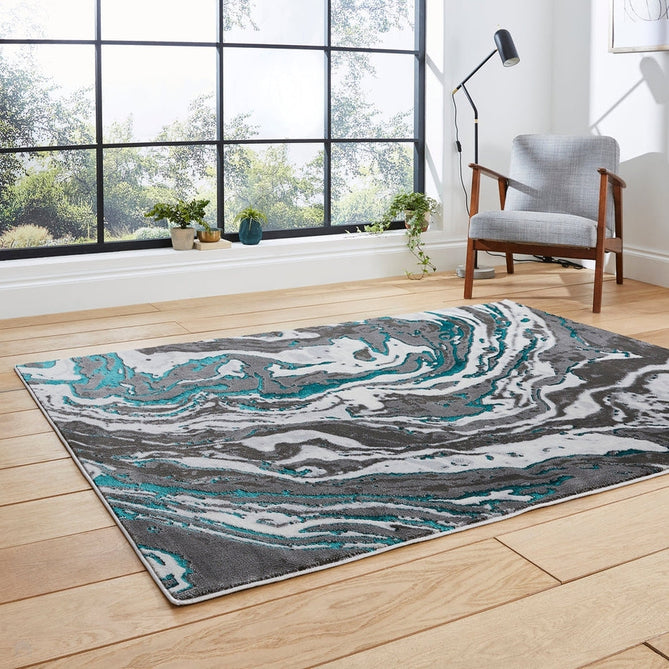 Apollo GR584 Modern Abstract Distressed Marble Metallic Shimmer High-Density Textured Low Profile Short-Pile Grey/Green/Cream Rug-Think Rugs-Rug Love - The Most Loved Rug Store