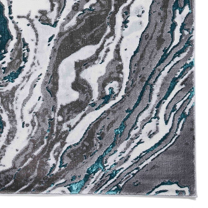 Apollo GR584 Modern Abstract Distressed Marble Metallic Shimmer High-Density Textured Low Profile Short-Pile Grey/Green/Cream Rug-Think Rugs-Rug Love - The Most Loved Rug Store