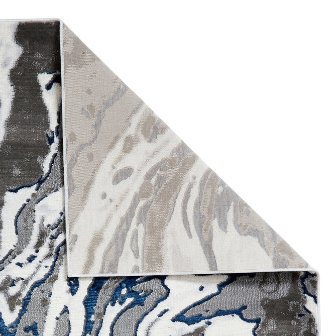Apollo GR584 Modern Abstract Distressed Marble Metallic Shimmer High-Density Textured Low Profile Short-Pile Grey/Navy/Cream Rug-Think Rugs-Rug Love - The Most Loved Rug Store