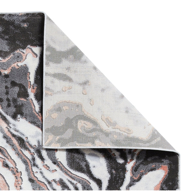 Apollo GR584 Modern Abstract Distressed Marble Metallic Shimmer High-Density Textured Low Profile Short-Pile Grey/Rose/Cream Rug-Think Rugs-Rug Love - The Most Loved Rug Store