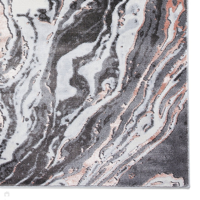 Apollo GR584 Modern Abstract Distressed Marble Metallic Shimmer High-Density Textured Low Profile Short-Pile Grey/Rose/Cream Rug-Think Rugs-Rug Love - The Most Loved Rug Store