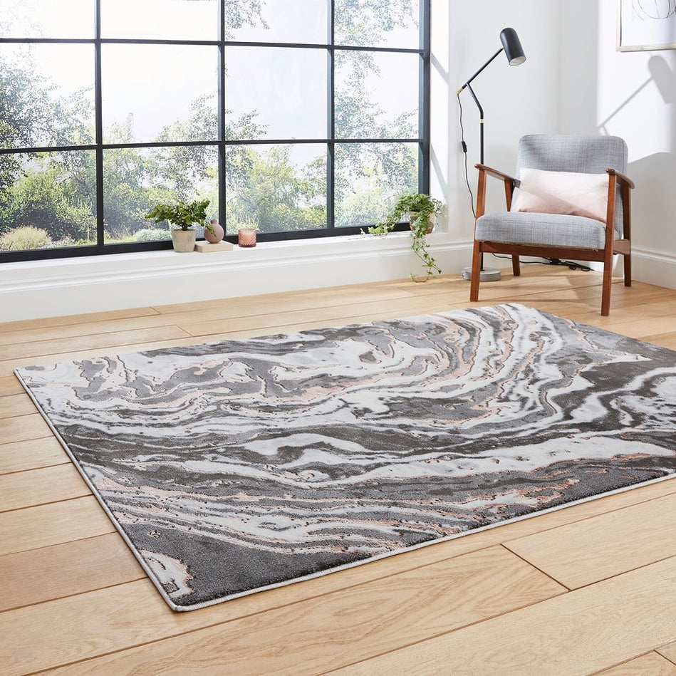 Apollo GR584 Grey/Rose Rug 120 x 170 cm Lowest Price £79.00 | Rug Love