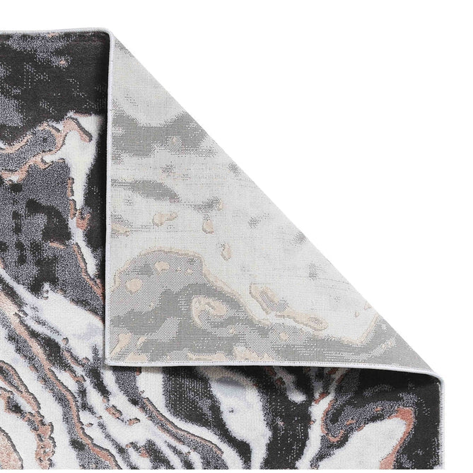 Apollo GR584 Modern Abstract Distressed Marble Metallic Shimmer High-Density Textured Low Profile Short-Pile Grey/Rose/Cream Rug-Think Rugs-Rug Love - The Most Loved Rug Store