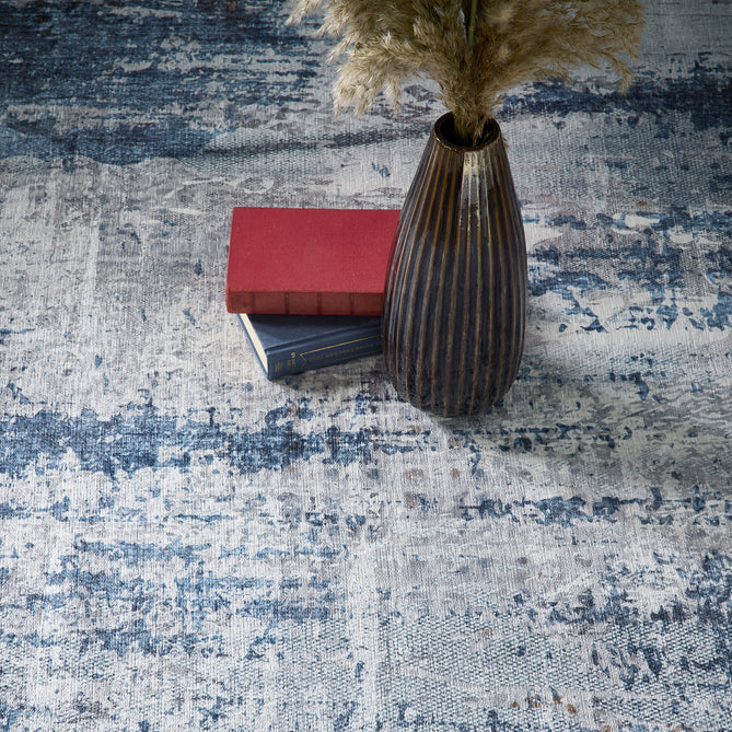 Washable Arctic Scrape Ice Blue Rug
