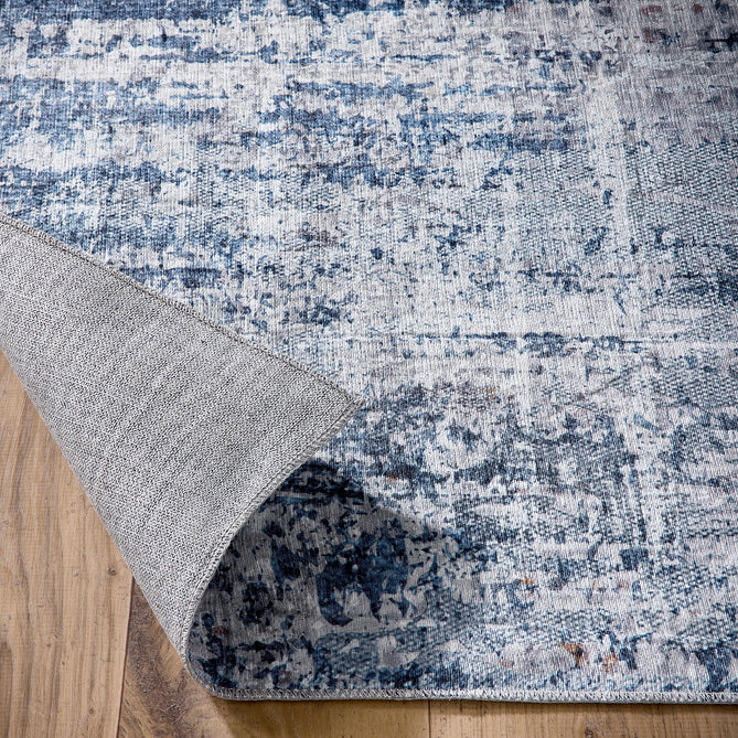 Washable Arctic Scrape Ice Blue Rug