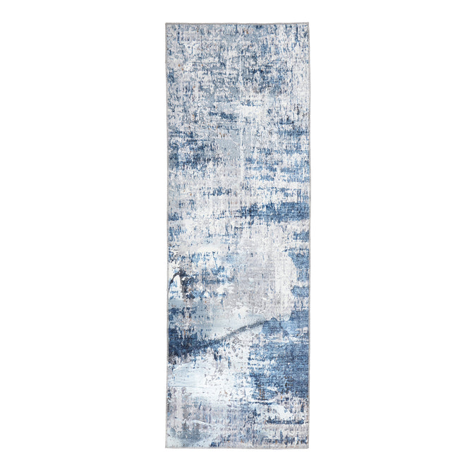 Washable Arctic Scrape Ice Blue Rug