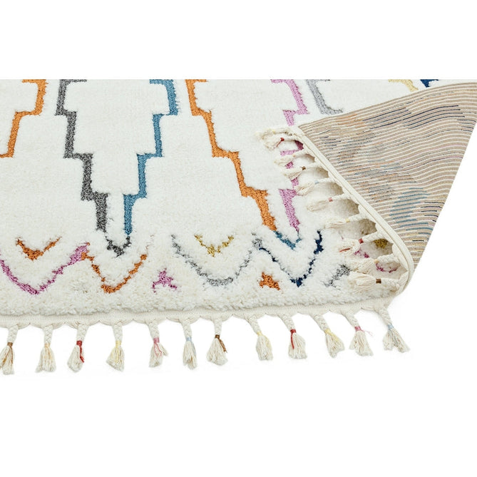 Ariana AR01 Trellis Modern Moroccan Berber Textured Hi-Low Cut+Loop Pile Soft Plush Boho Shaggy Cream/Multicolour Rug-Asiatic Carpets-Rug Love - The Most Loved Rug Store