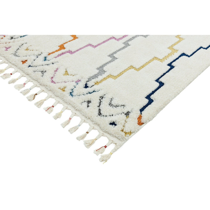 Ariana AR01 Trellis Modern Moroccan Berber Textured Hi-Low Cut+Loop Pile Soft Plush Boho Shaggy Cream/Multicolour Rug-Asiatic Carpets-Rug Love - The Most Loved Rug Store
