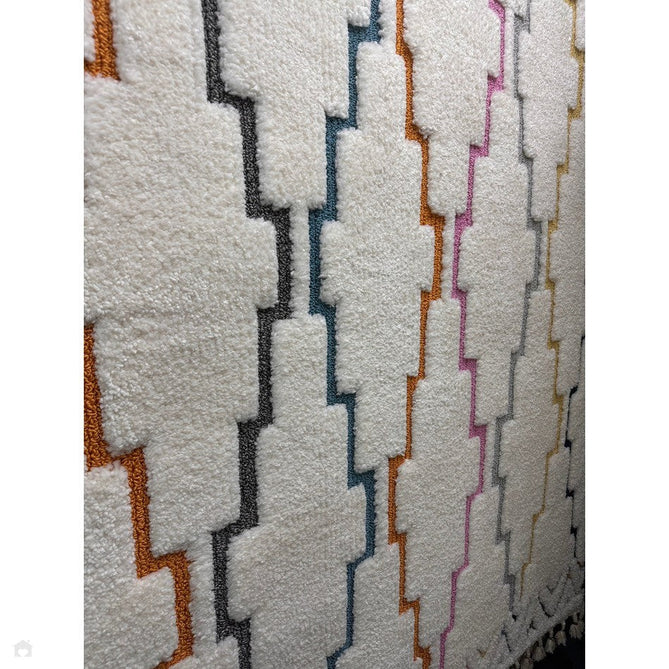 Ariana AR01 Trellis Modern Moroccan Berber Textured Hi-Low Cut+Loop Pile Soft Plush Boho Shaggy Cream/Multicolour Rug-Asiatic Carpets-Rug Love - The Most Loved Rug Store