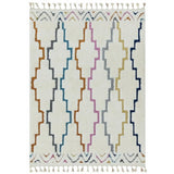 Ariana AR01 Trellis Modern Moroccan Berber Textured Hi-Low Cut+Loop Pile Soft Plush Boho Shaggy Cream/Multicolour Rug