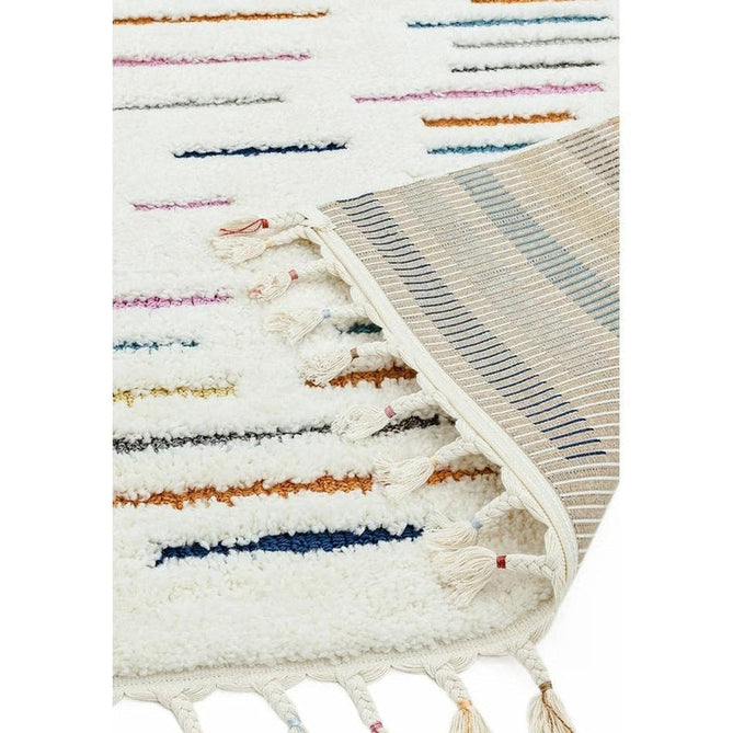 Ariana AR03 Harmony Modern Moroccan Berber Textured Hi-Low Cut+Loop Pile Soft Plush Boho Shaggy Cream/Multicolour Rug-Asiatic Carpets-Rug Love - The Most Loved Rug Store