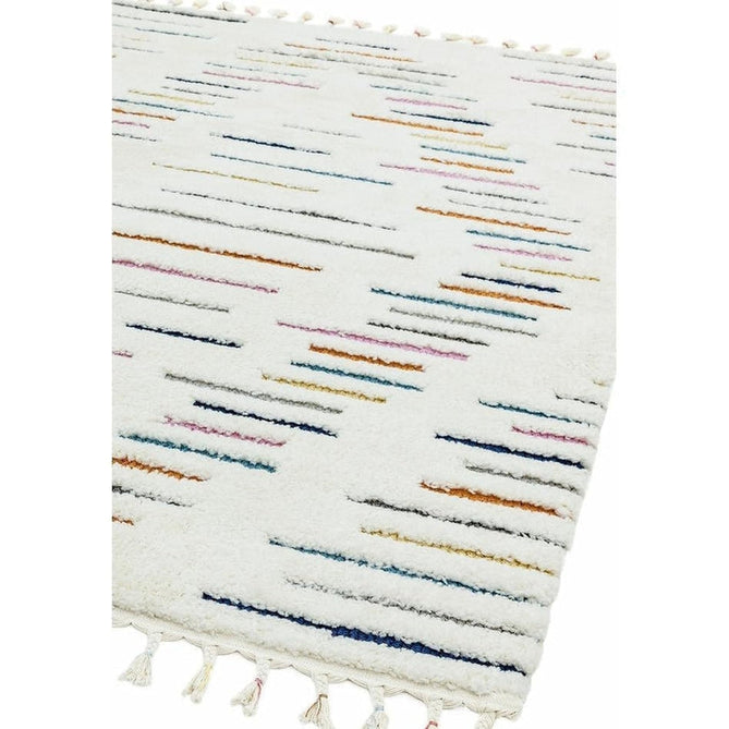 Ariana AR03 Harmony Modern Moroccan Berber Textured Hi-Low Cut+Loop Pile Soft Plush Boho Shaggy Cream/Multicolour Rug-Asiatic Carpets-Rug Love - The Most Loved Rug Store