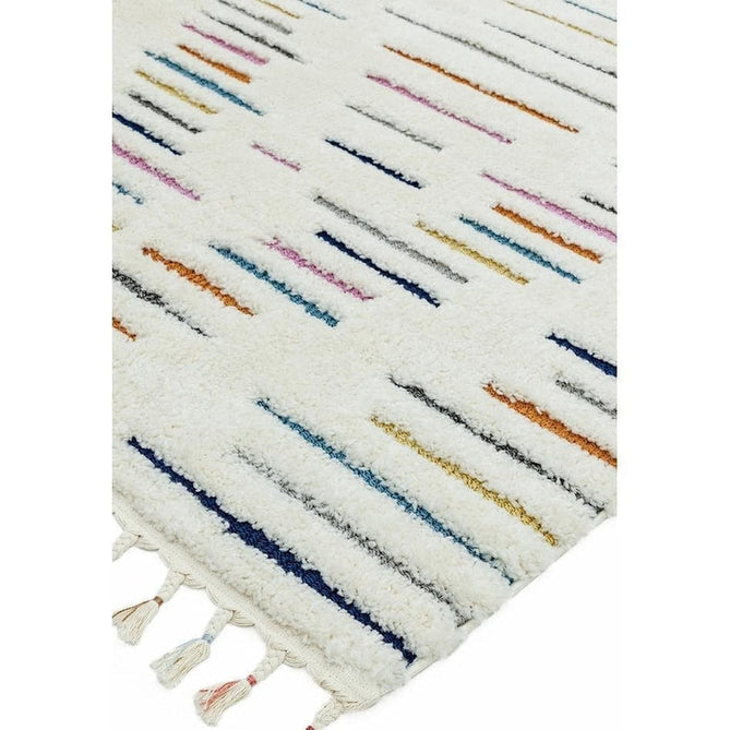 Ariana AR03 Harmony Modern Moroccan Berber Textured Hi-Low Cut+Loop Pile Soft Plush Boho Shaggy Cream/Multicolour Rug-Asiatic Carpets-Rug Love - The Most Loved Rug Store