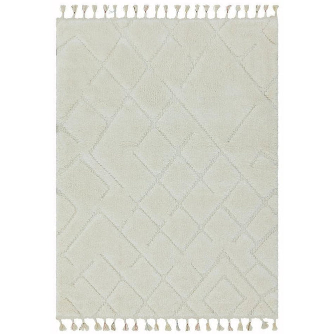 Ariana AR04 Vanilla Modern Moroccan Berber Textured Hi-Low Cut+Loop Pile Soft Plush Boho Shaggy Cream Rug-Asiatic Carpets-Rug Love - The Most Loved Rug Store