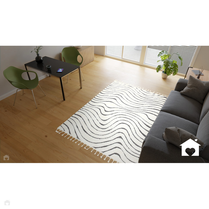 Ariana AR10 Ripple Modern Moroccan Berber Textured Hi-Low Cut+Loop Pile Soft Plush Boho Shaggy Cream/Grey Rug 160 x 230 cm-Shop Returns-Rug Love - The Most Loved Rug Store