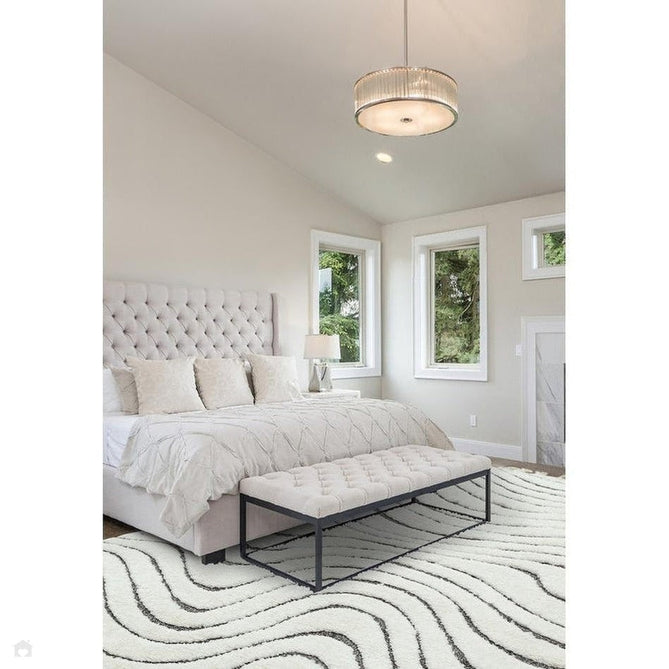 Ariana AR10 Ripple Modern Moroccan Berber Textured Hi-Low Cut+Loop Pile Soft Plush Boho Shaggy Cream/Grey Rug 160 x 230 cm-Shop Returns-Rug Love - The Most Loved Rug Store