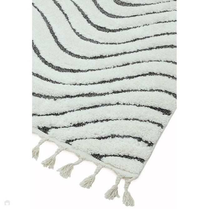 Ariana AR10 Ripple Modern Moroccan Berber Textured Hi-Low Cut+Loop Pile Soft Plush Boho Shaggy Cream/Grey Rug 160 x 230 cm-Shop Returns-Rug Love - The Most Loved Rug Store