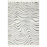 Ariana AR10 Ripple Modern Moroccan Berber Textured Hi-Low Cut+Loop Pile Soft Plush Boho Shaggy Cream/Grey Rug
