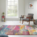 Art ART107 Modern Abstract Soft Easy Care Durable Polypropylene Light Multicolour Runner