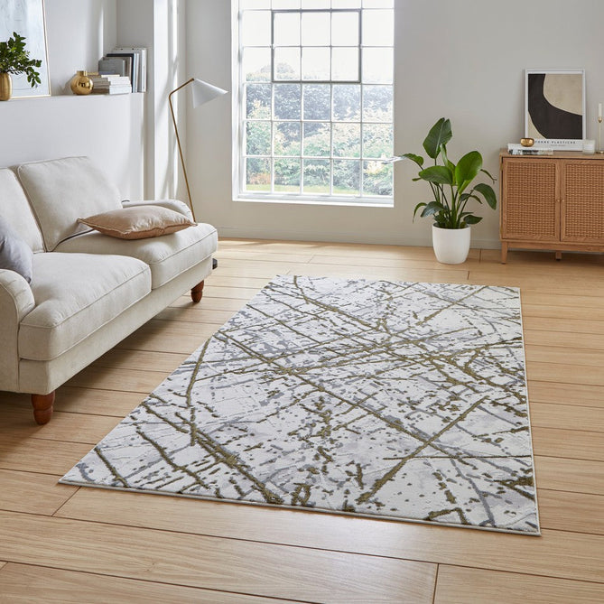 Artemis B8403A Modern Abstract Marble Metallic Shimmer Textured High-Density Soft-Touch Silver/Gold/Cream Rug-Think Rugs-Rug Love - The Most Loved Rug Store